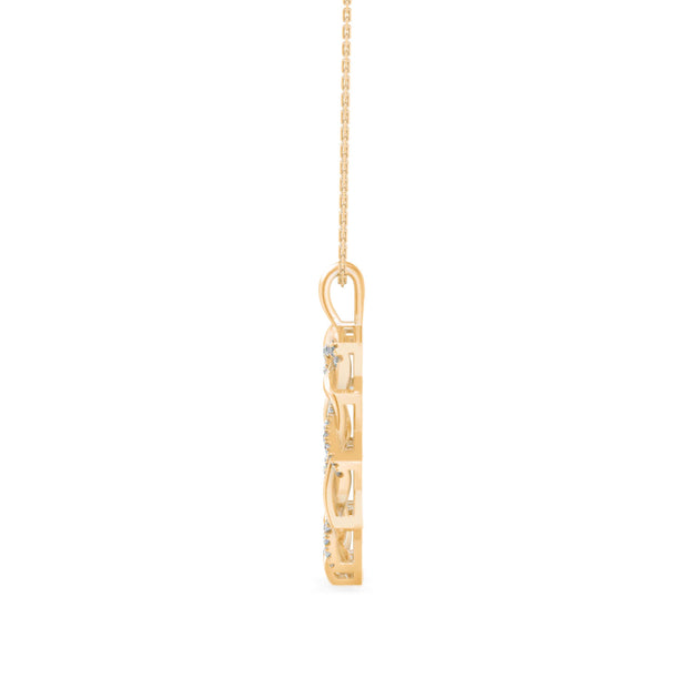 0.21Ct Sunburst Design Pave Lab-Grown Diamond Gold Pendant Necklace