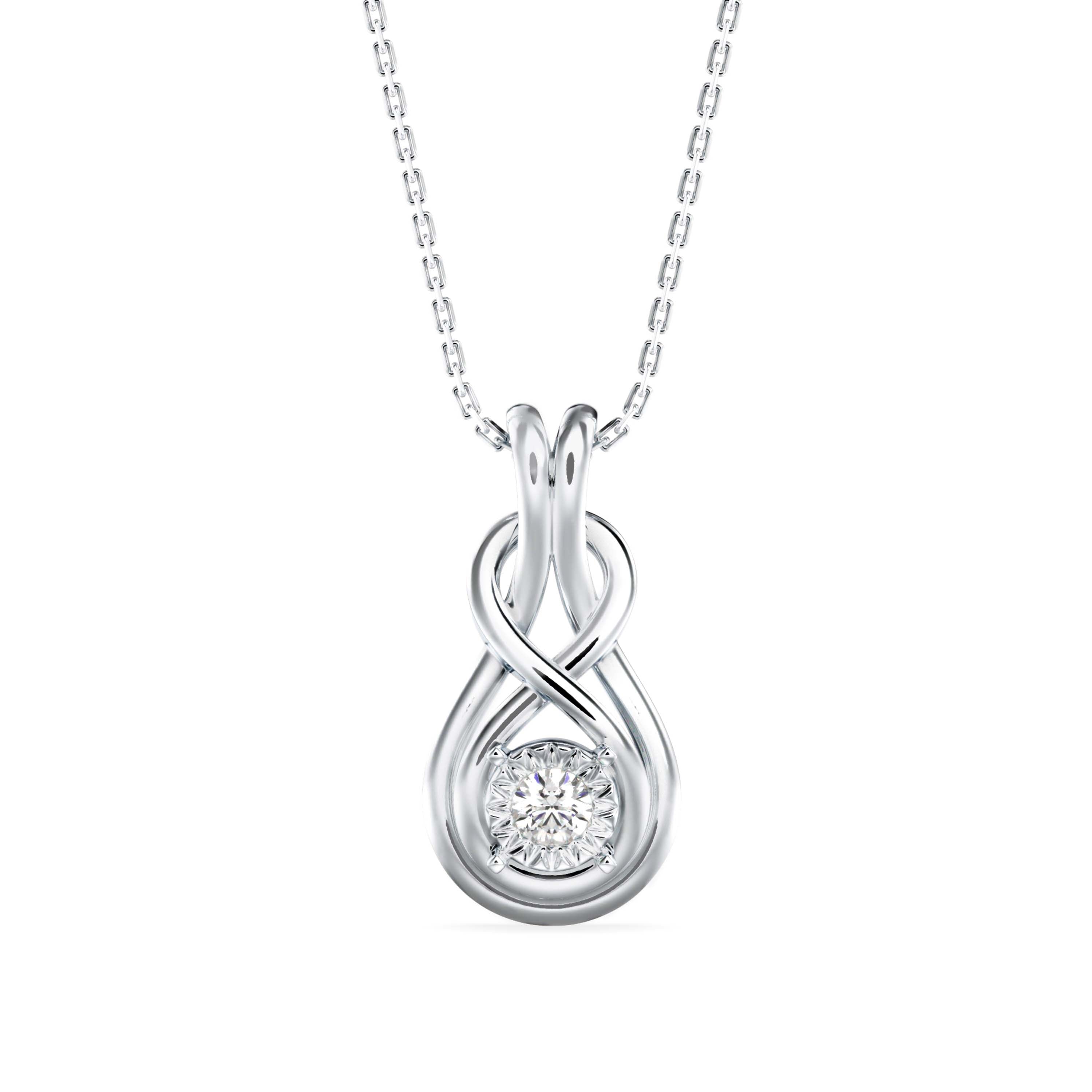 0.10Ct Twisted Infinity Style Lab-Grown Diamond Gold Pendant Necklace