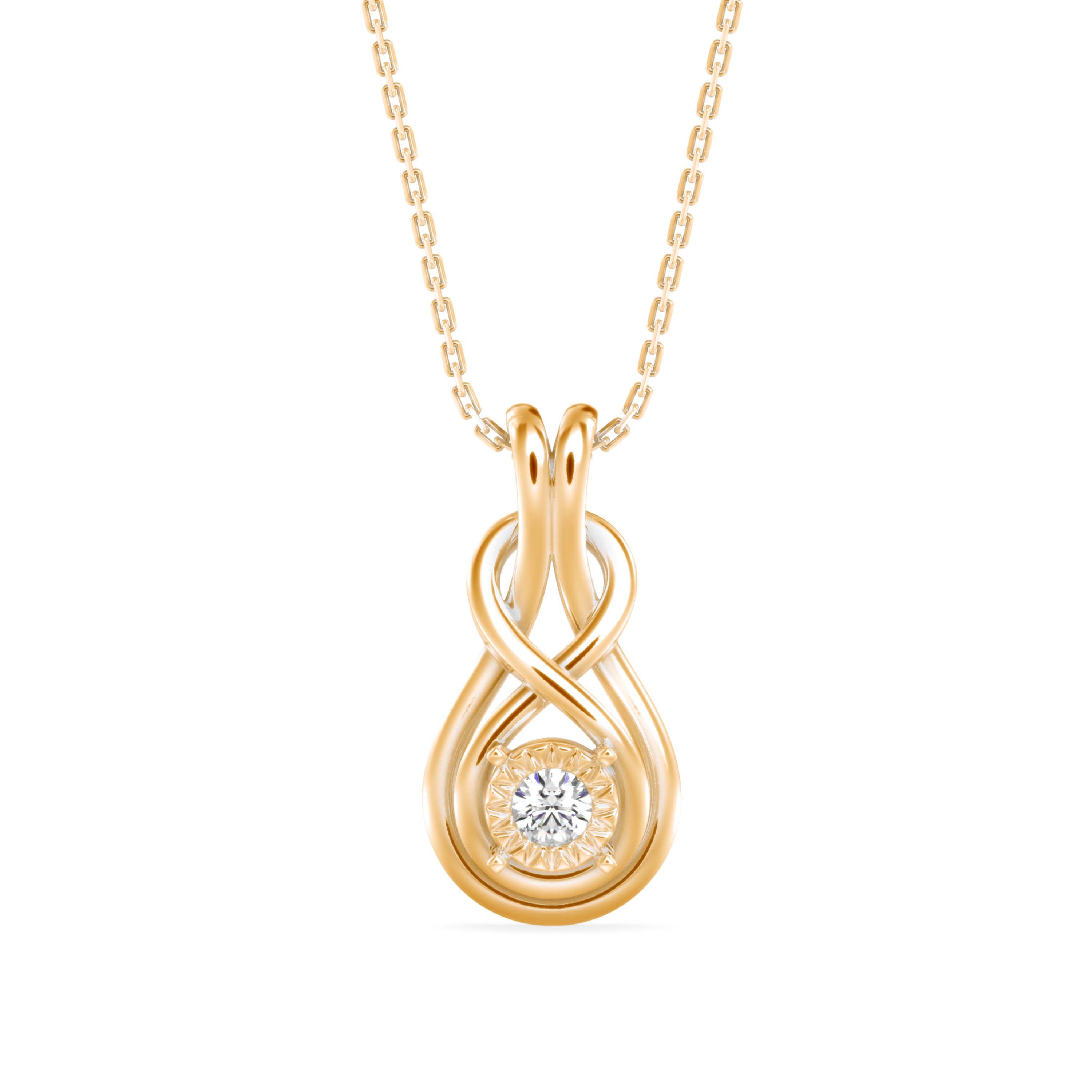0.10Ct Twisted Infinity Style Lab-Grown Diamond Gold Pendant Necklace