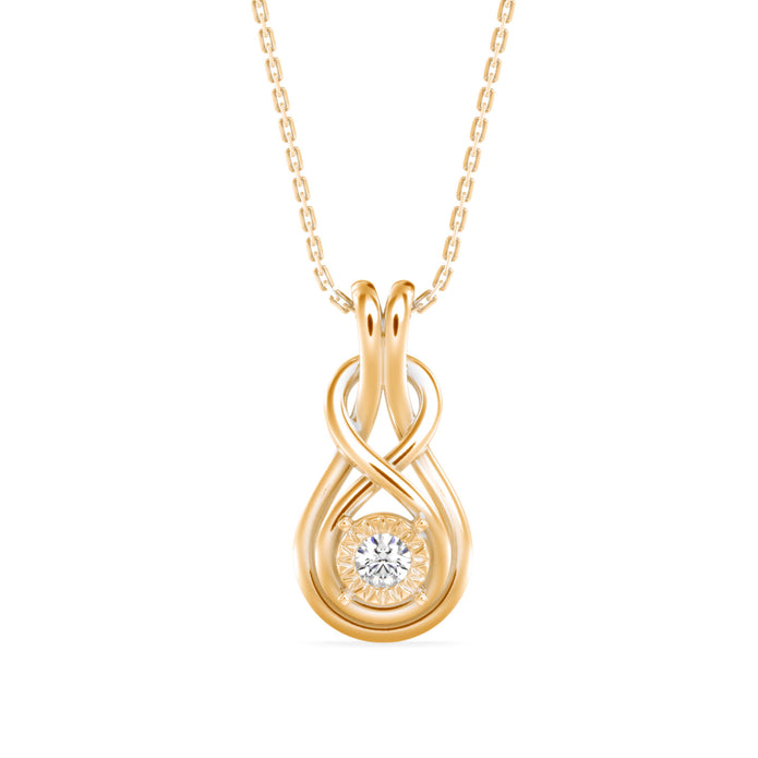 0.10Ct Twisted Infinity Style Lab-Grown Diamond Gold Pendant Necklace