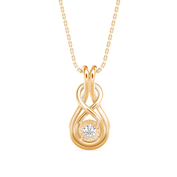 0.10Ct Twisted Infinity Style Lab-Grown Diamond Gold Pendant Necklace