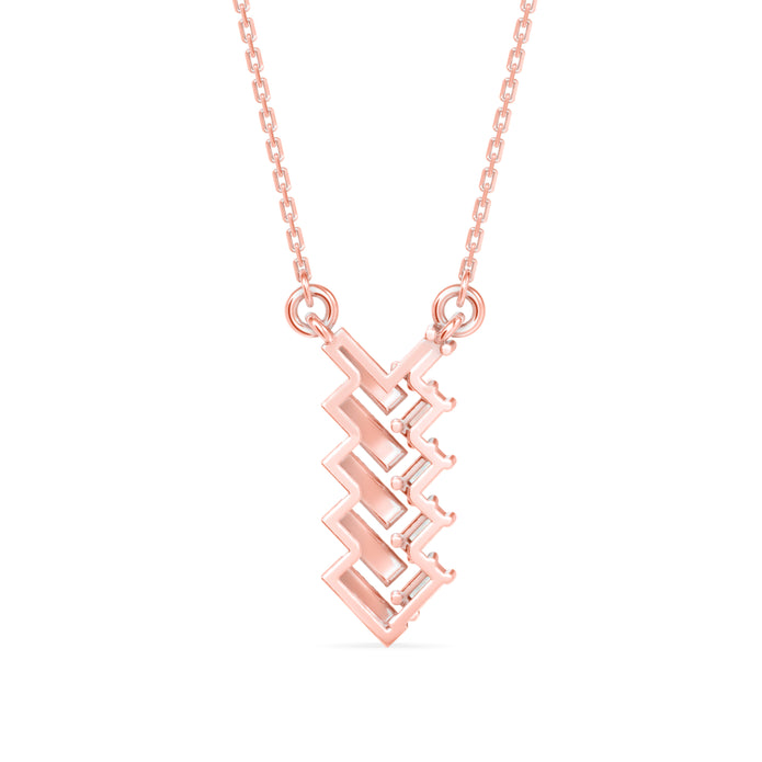 0.25Ct Zigzag Style Prong Lab-Grown Diamond Gold Pendant Necklace