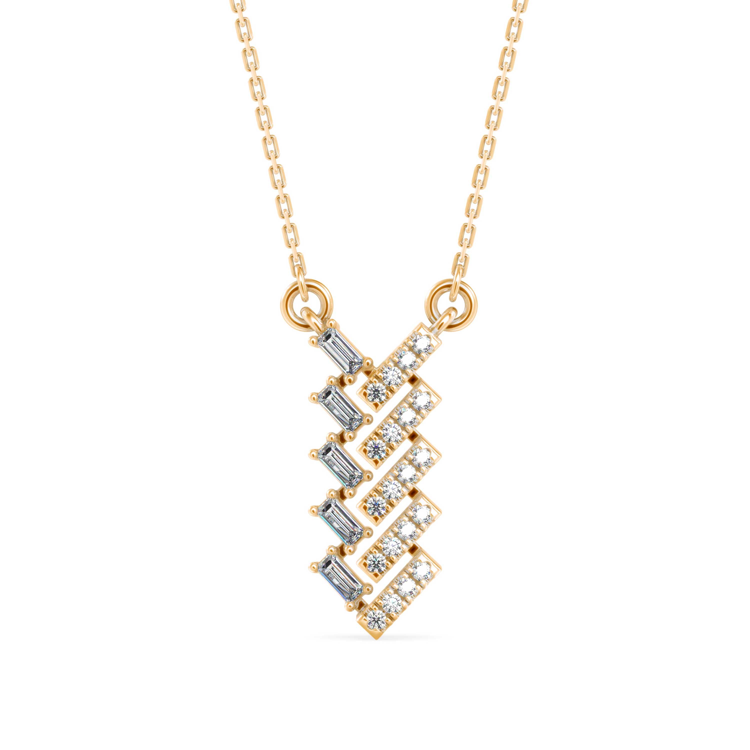 0.25Ct Zigzag Style Prong Lab-Grown Diamond Gold Pendant Necklace