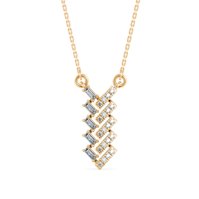 0.25Ct Zigzag Style Prong Lab-Grown Diamond Gold Pendant Necklace