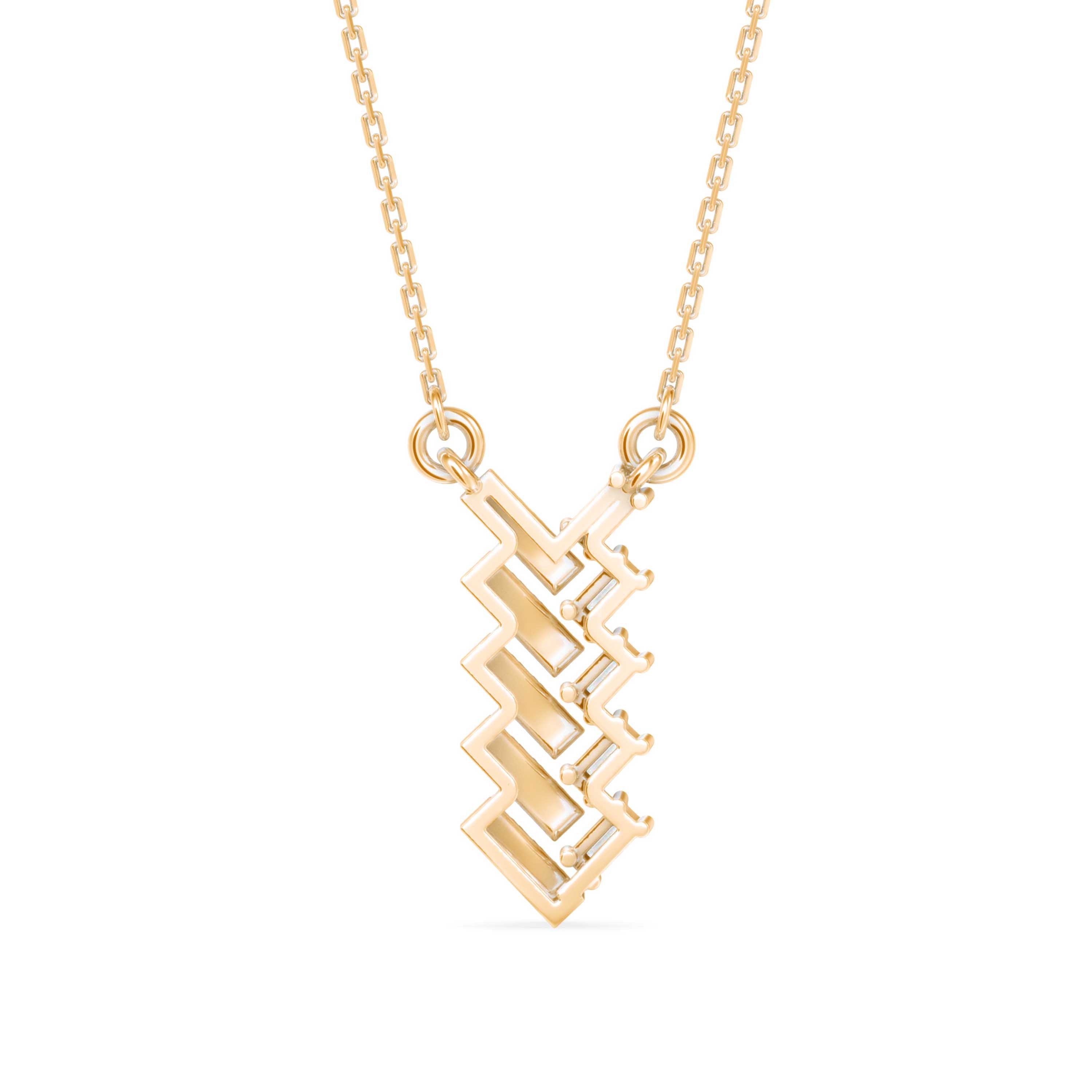 0.25Ct Zigzag Style Prong Lab-Grown Diamond Gold Pendant Necklace