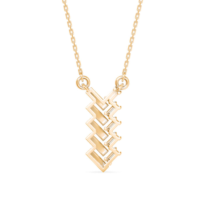 0.25Ct Zigzag Style Prong Lab-Grown Diamond Gold Pendant Necklace