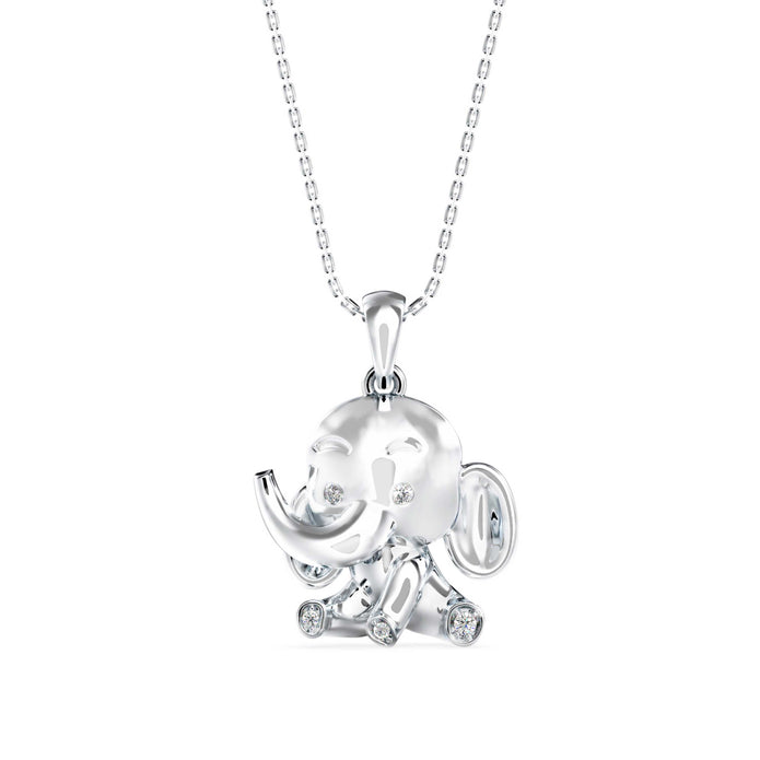 0.05Ct Cute Elephant Motif Design Lab-Grown Diamond Gold Pendant Necklace