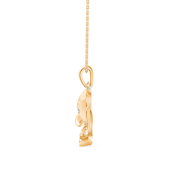0.05Ct Cute Elephant Motif Design Lab-Grown Diamond Gold Pendant Necklace