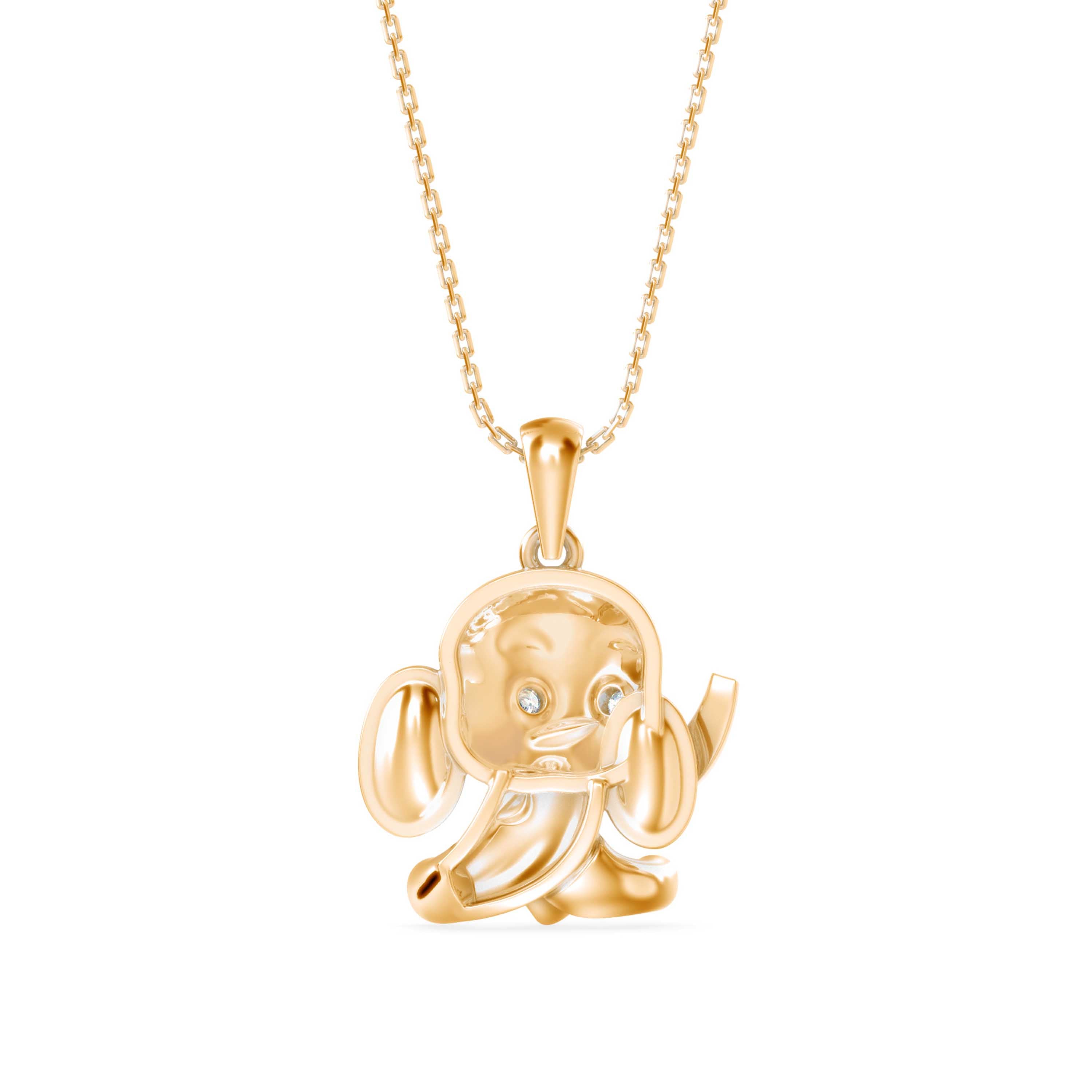 0.05Ct Cute Elephant Motif Design Lab-Grown Diamond Gold Pendant Necklace