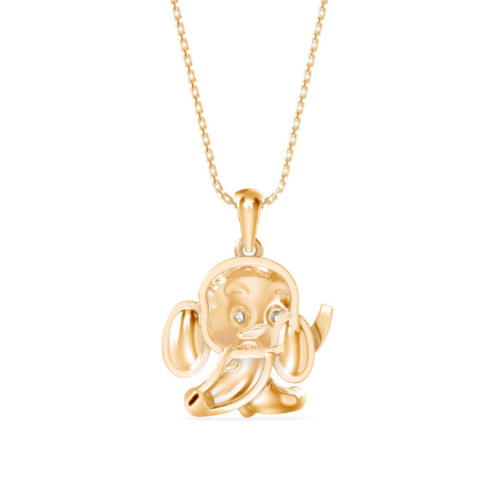 0.05Ct Cute Elephant Motif Design Lab-Grown Diamond Gold Pendant Necklace