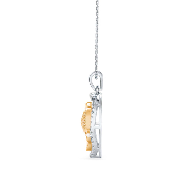 0.26Ct Fish Shape Pave Lab-Grown Diamond Gold Pendant Necklace
