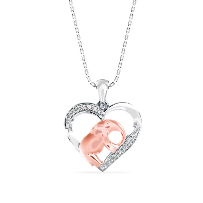 0.09Ct Elephant Heart Shape Lab-Grown Diamond Gold Pendant Necklace