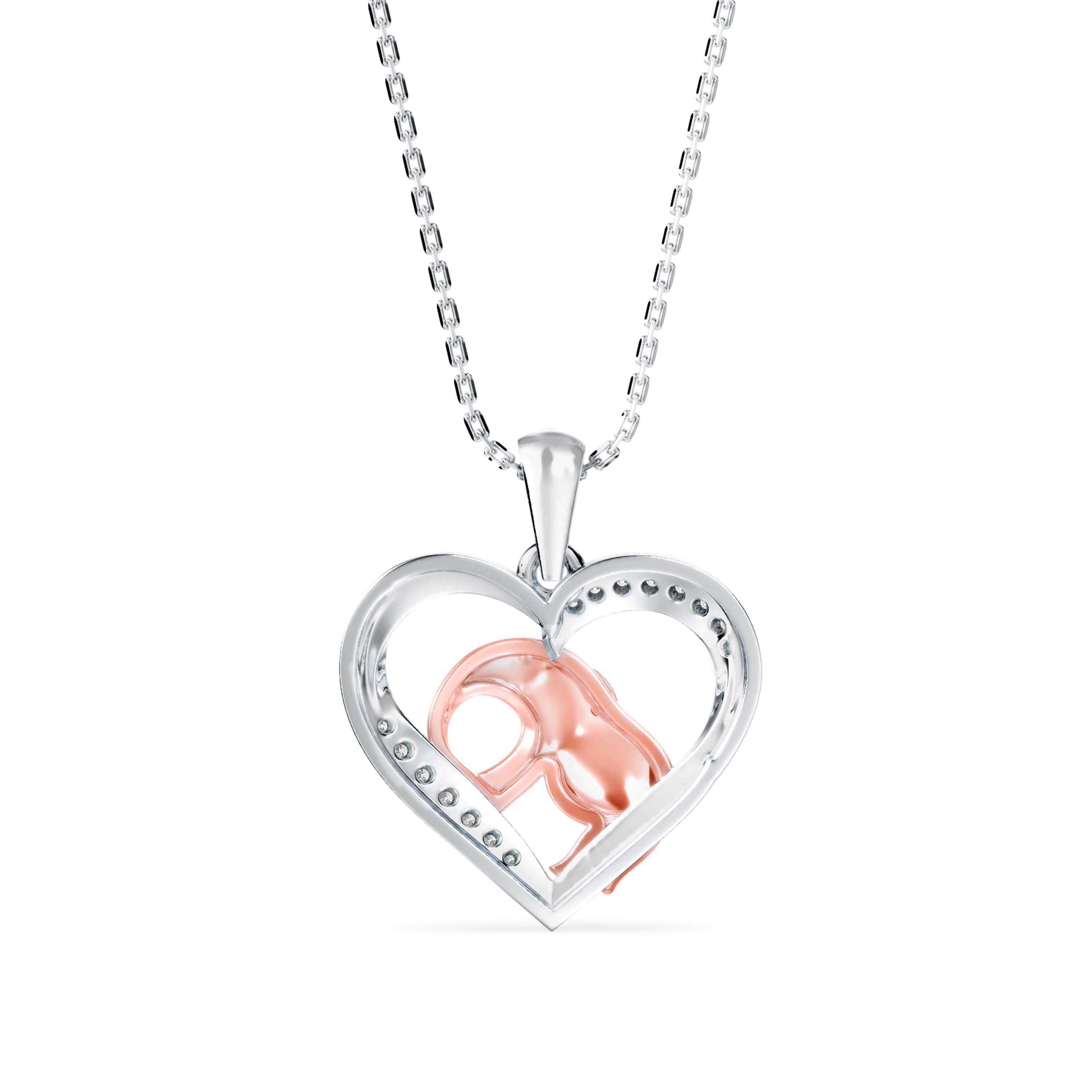 0.09Ct Elephant Heart Shape Lab-Grown Diamond Gold Pendant Necklace