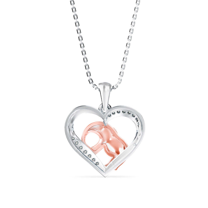 0.09Ct Elephant Heart Shape Lab-Grown Diamond Gold Pendant Necklace