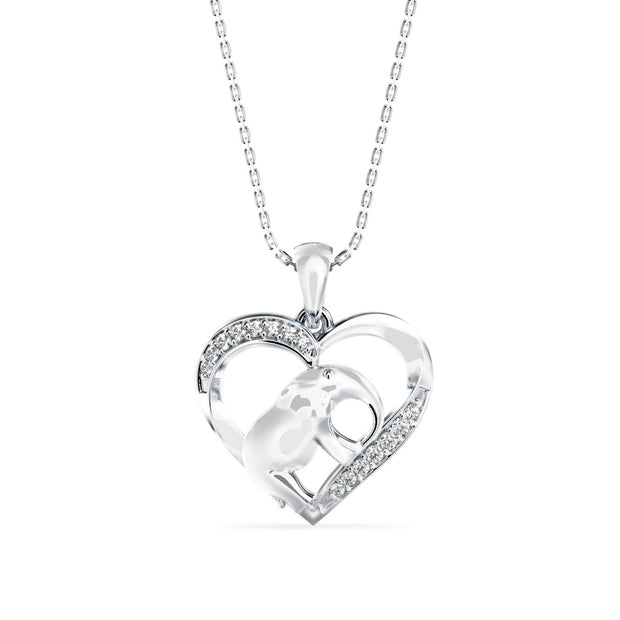 0.09Ct Elephant Heart Shape Lab-Grown Diamond Gold Pendant Necklace