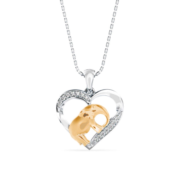 0.09Ct Elephant Heart Shape Lab-Grown Diamond Gold Pendant Necklace