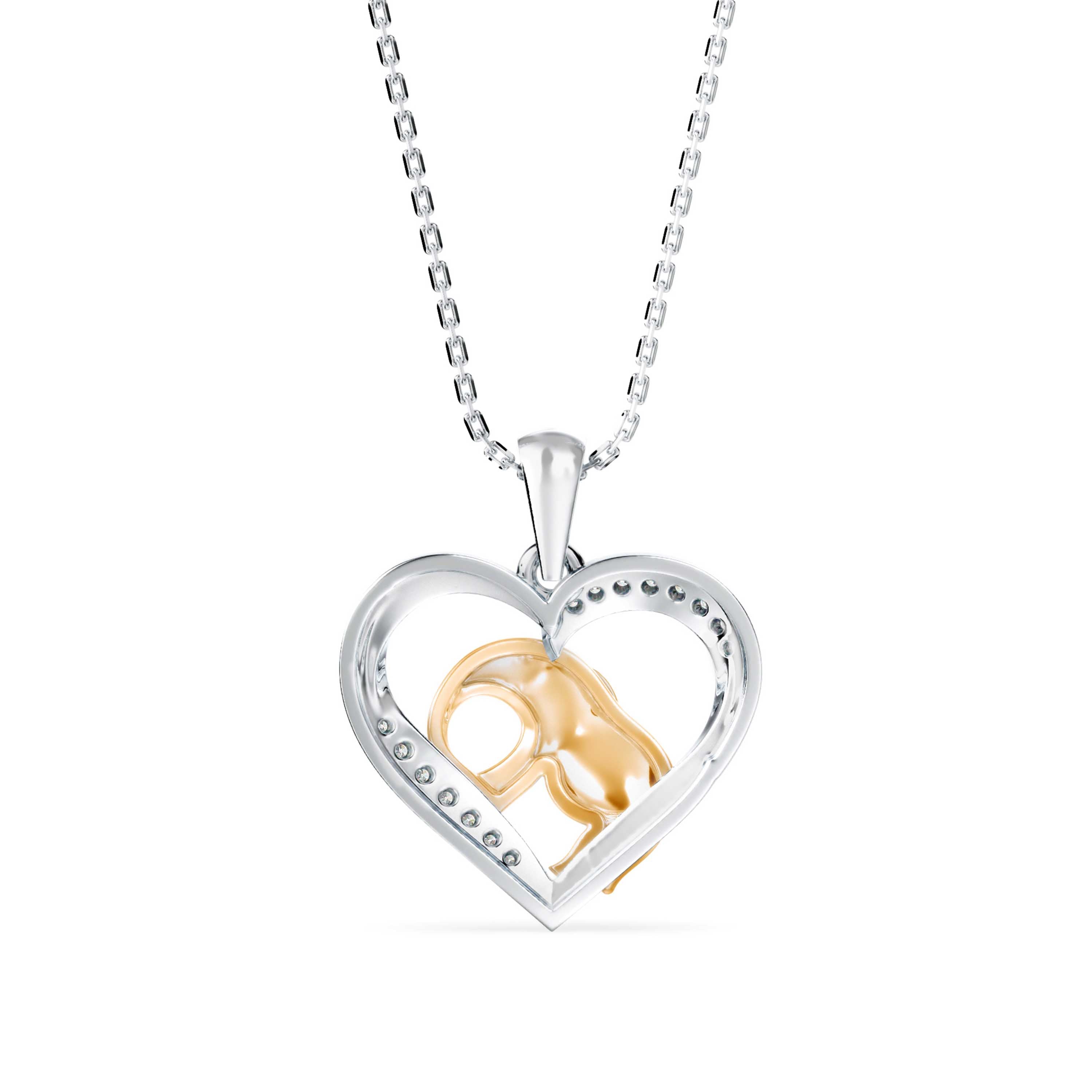0.09Ct Elephant Heart Shape Lab-Grown Diamond Gold Pendant Necklace