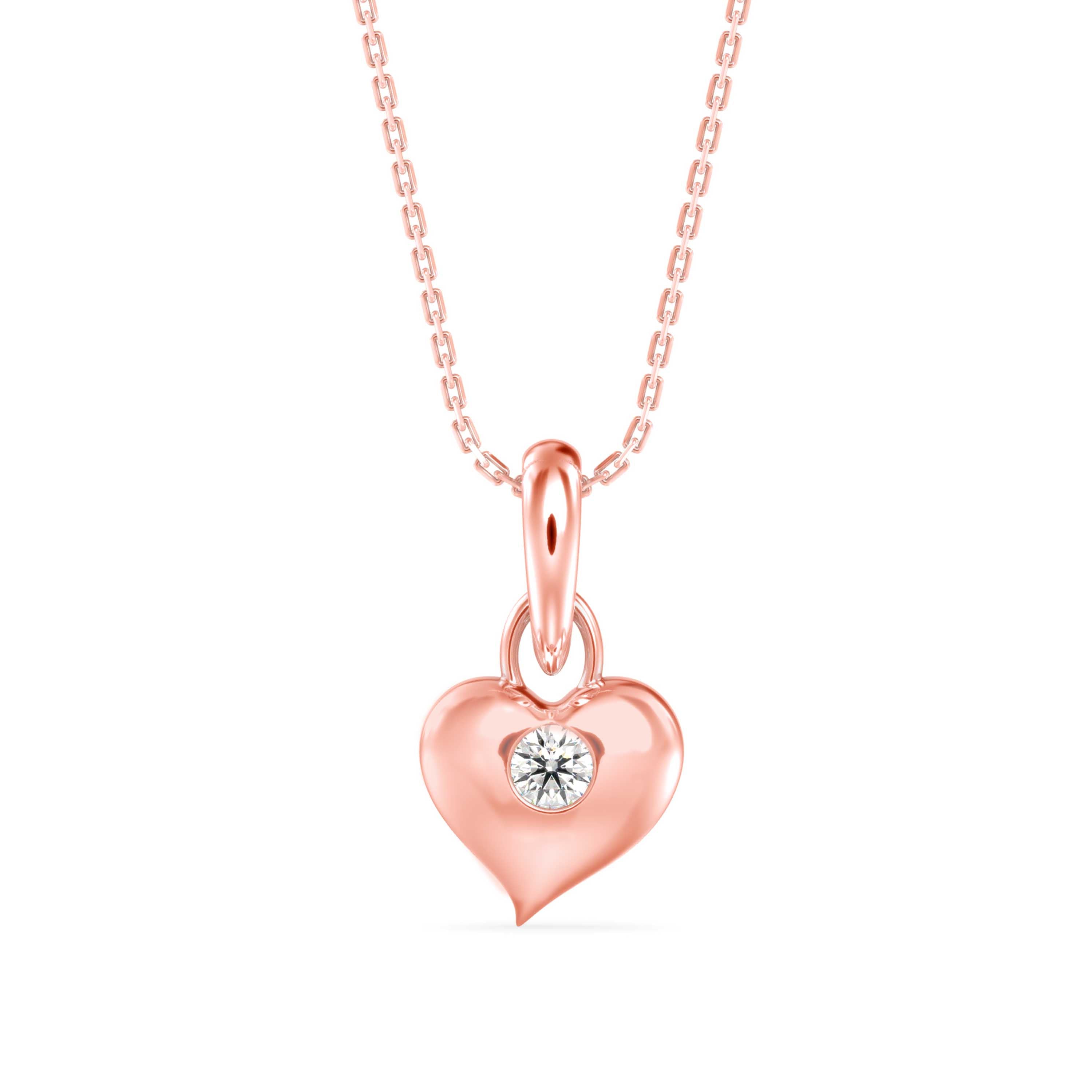 0.12Ct Heart Shape Flush Lab-Grown Diamond Gold Pendant Necklace