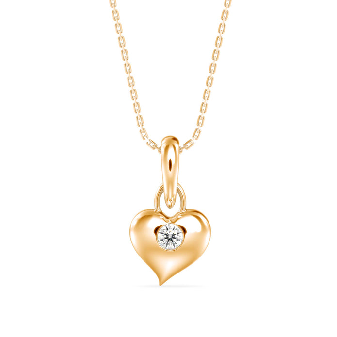 0.12Ct Heart Shape Flush Lab-Grown Diamond Gold Pendant Necklace