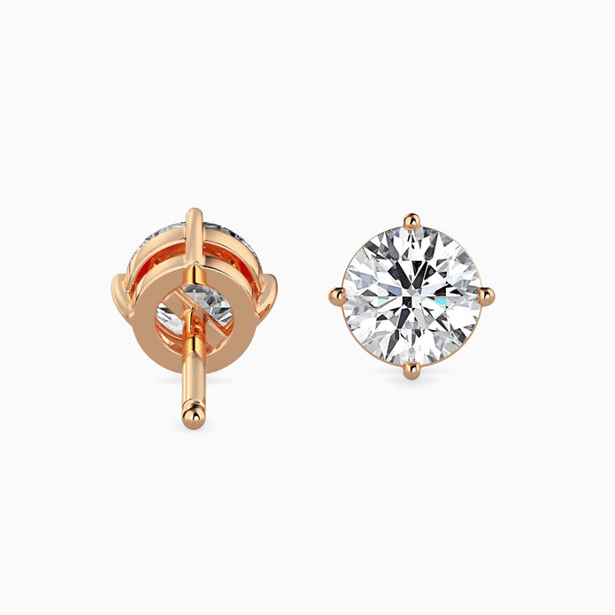 Round Cut Lab-Grown Diamond Gold Stud Earrings