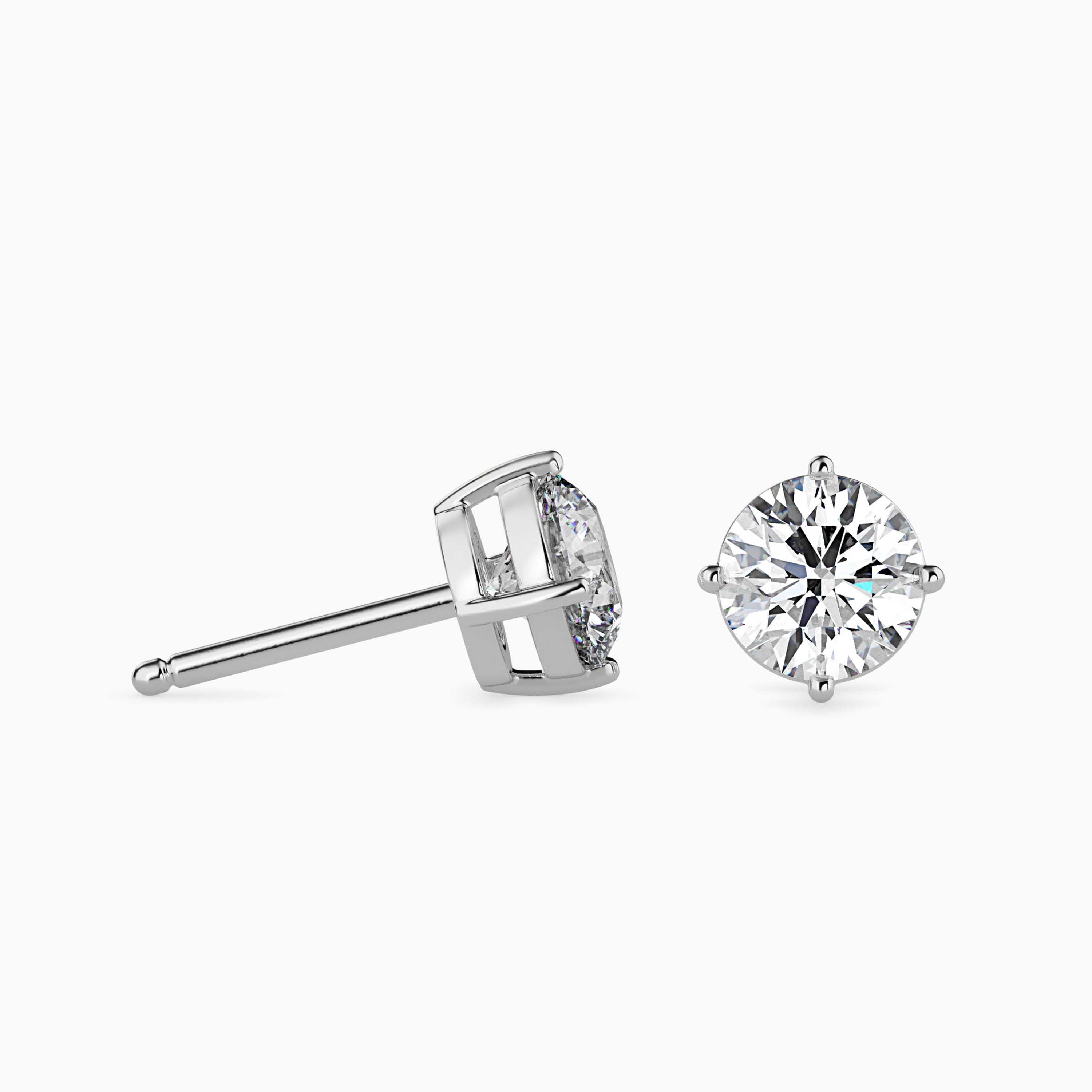 Round Cut Lab-Grown Diamond Gold Stud Earrings