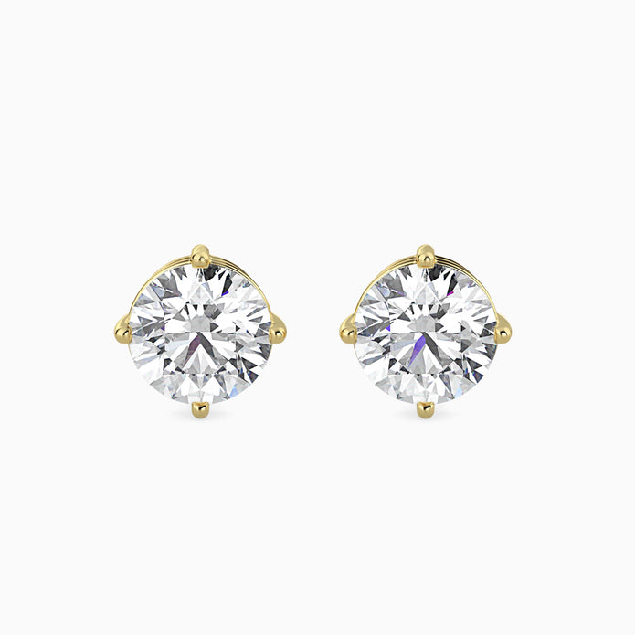 Round Cut Lab-Grown Diamond Gold Stud Earrings
