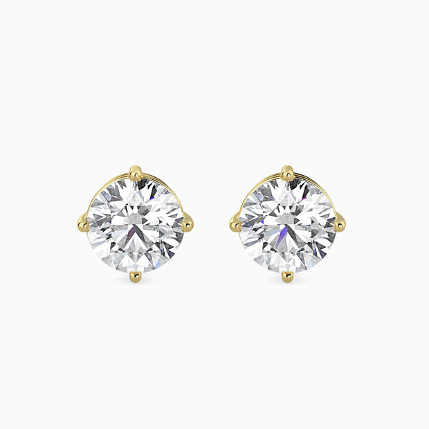 Round Cut Lab-Grown Diamond Gold Stud Earrings