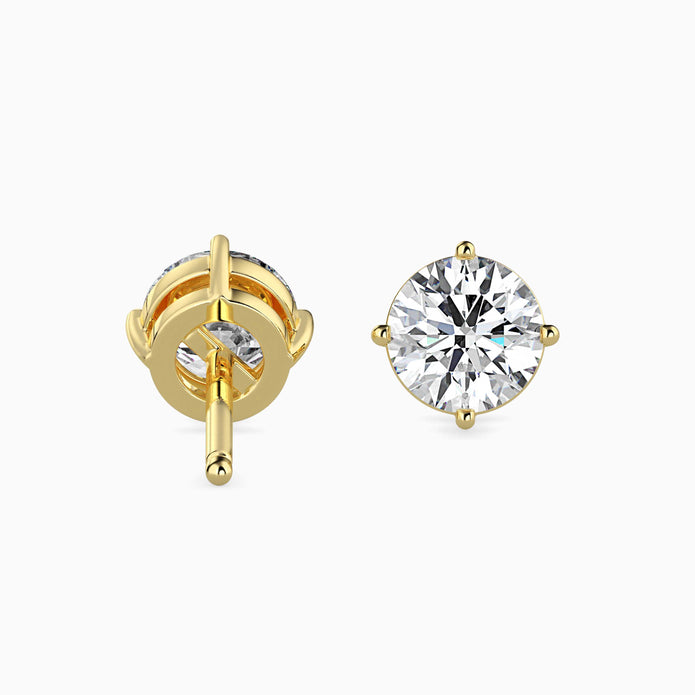 Round Cut Lab-Grown Diamond Gold Stud Earrings