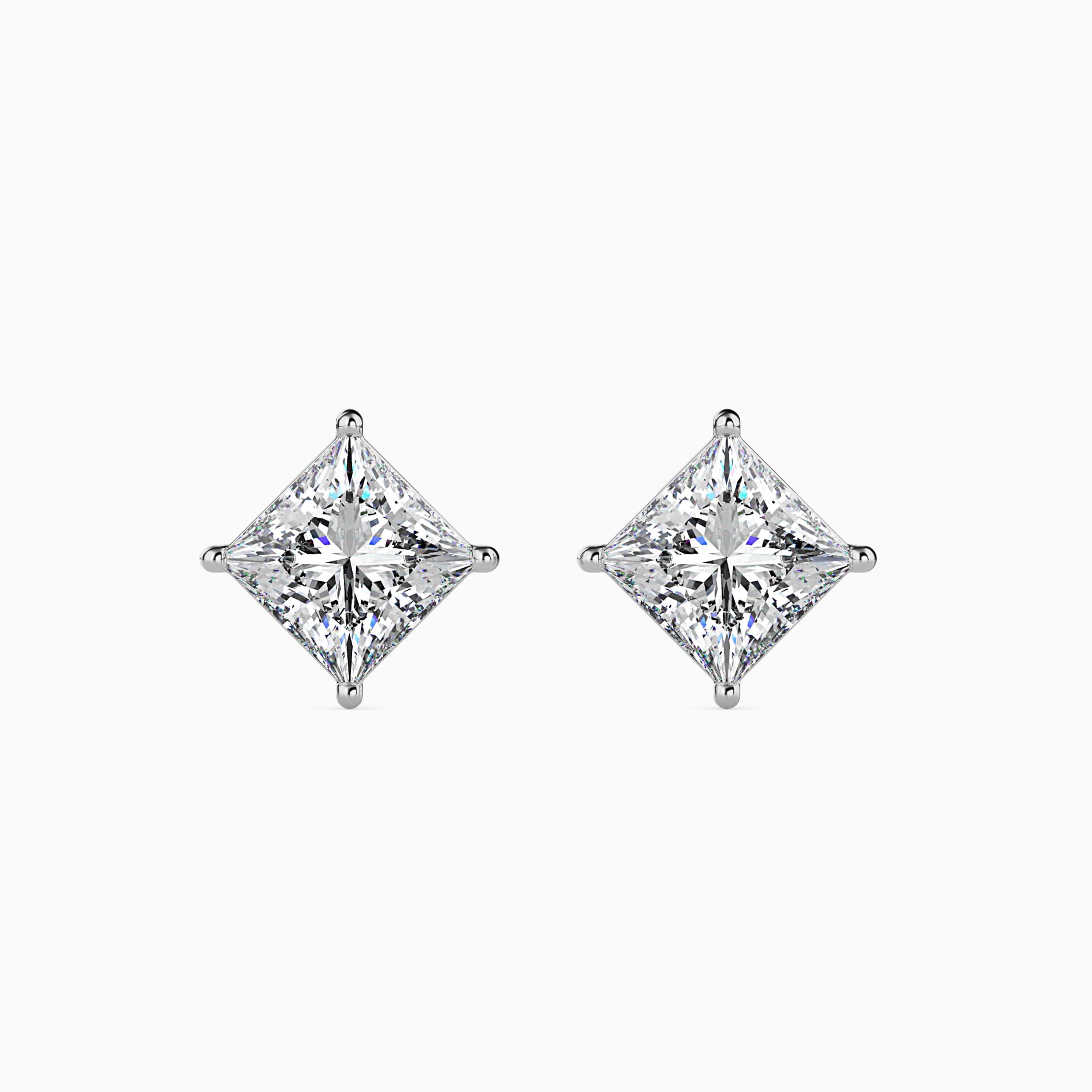 Princess Cut Lab-Grown Diamond Gold Stud Earrings