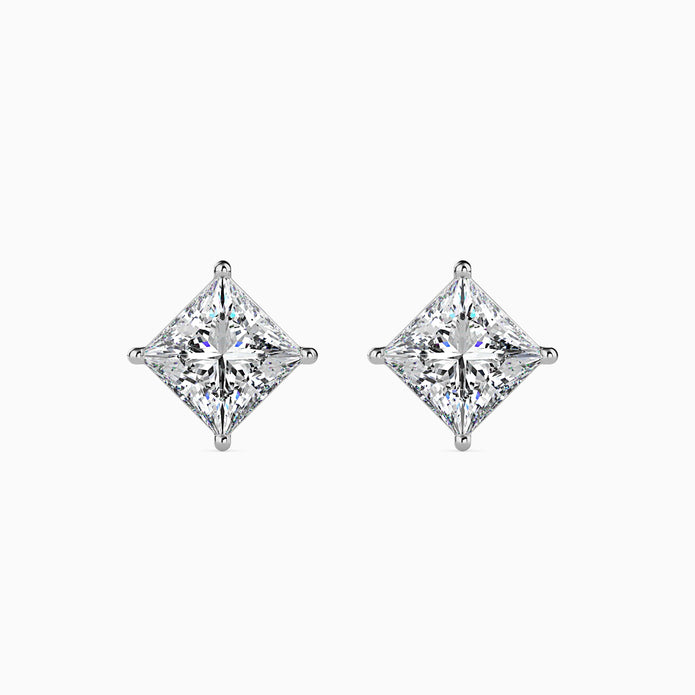 Princess Cut Lab-Grown Diamond Gold Stud Earrings