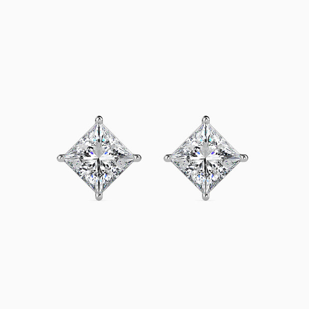 Princess Cut Lab-Grown Diamond Gold Stud Earrings