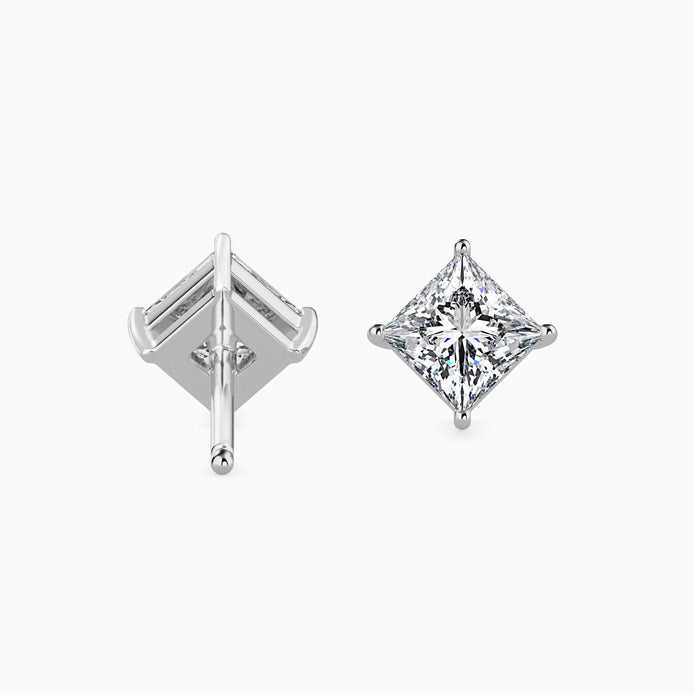 Princess Cut Lab-Grown Diamond Gold Stud Earrings