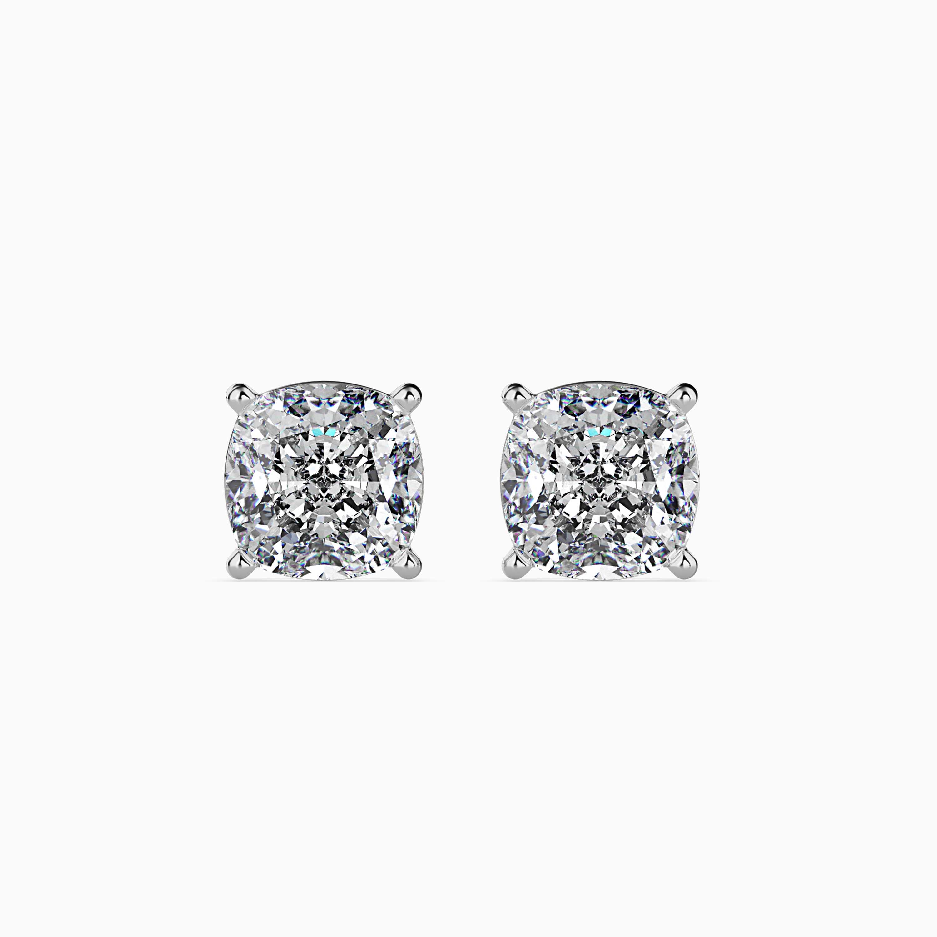 Cushion Cut Lab-Grown Diamond Gold Stud Earrings