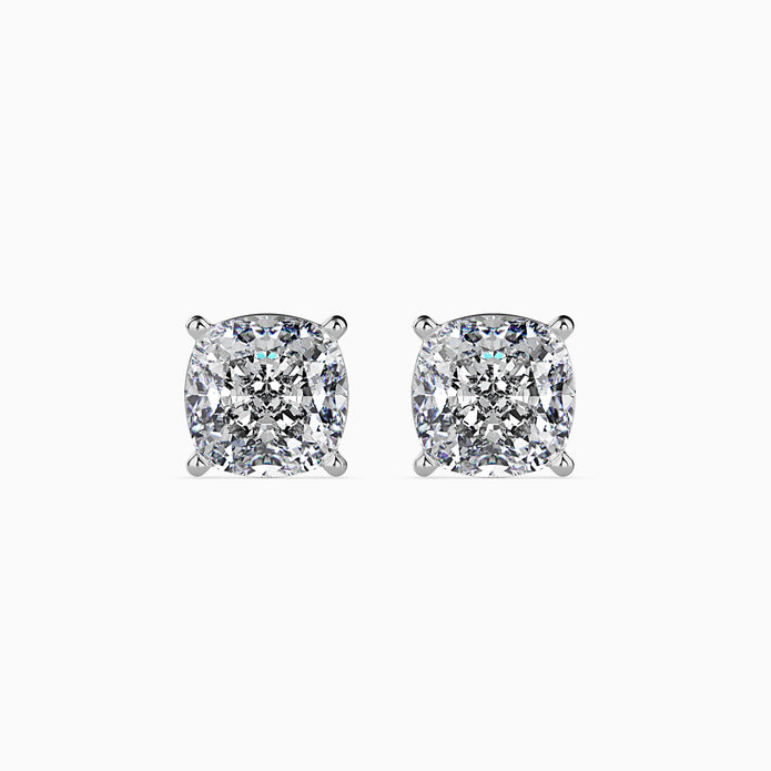 Cushion Cut Lab-Grown Diamond Gold Stud Earrings