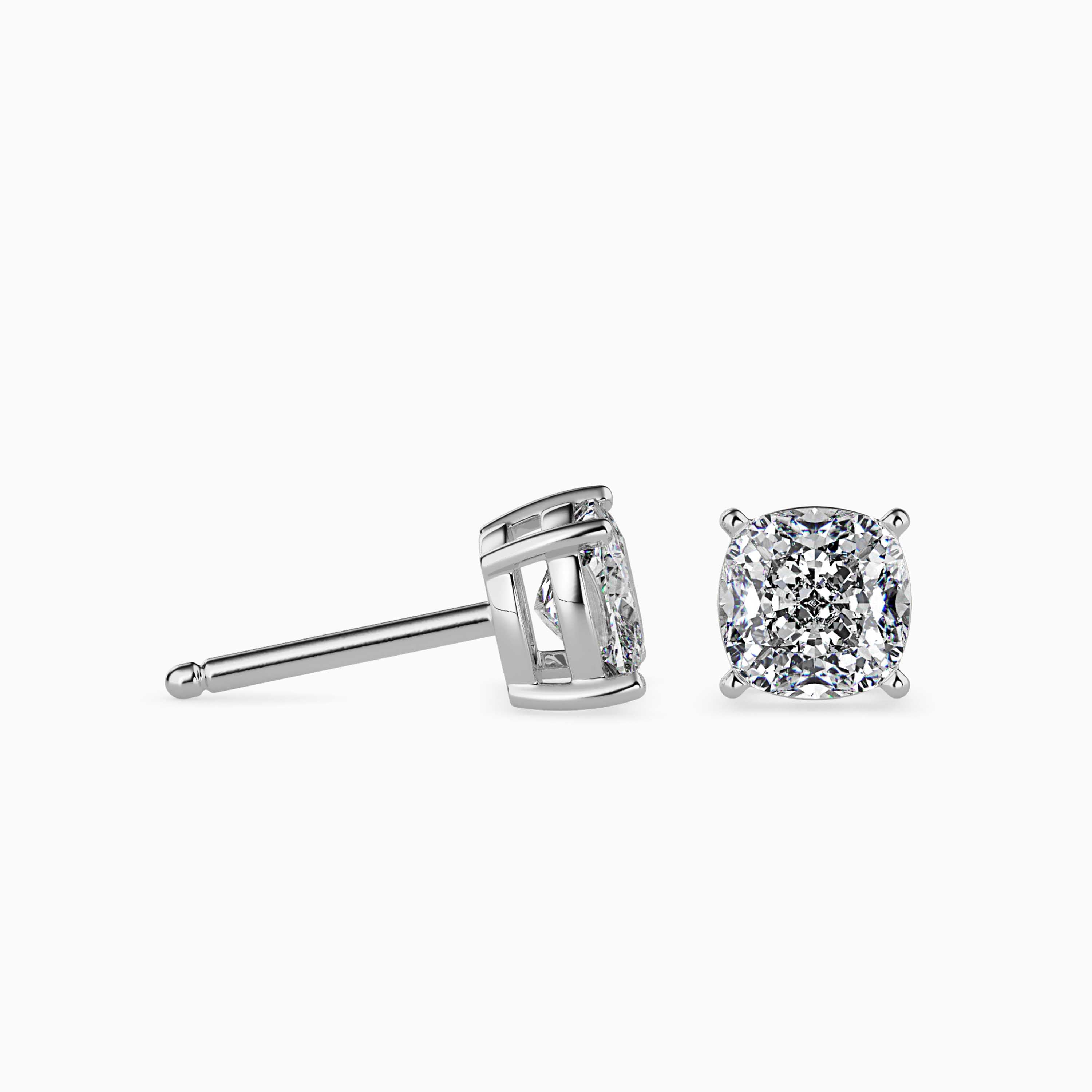 Cushion Cut Lab-Grown Diamond Gold Stud Earrings