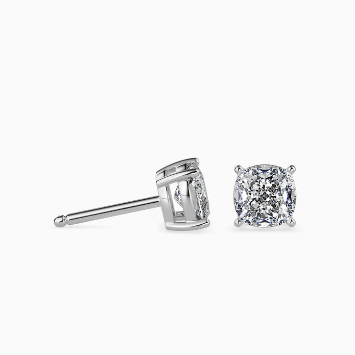 Cushion Cut Lab-Grown Diamond Gold Stud Earrings
