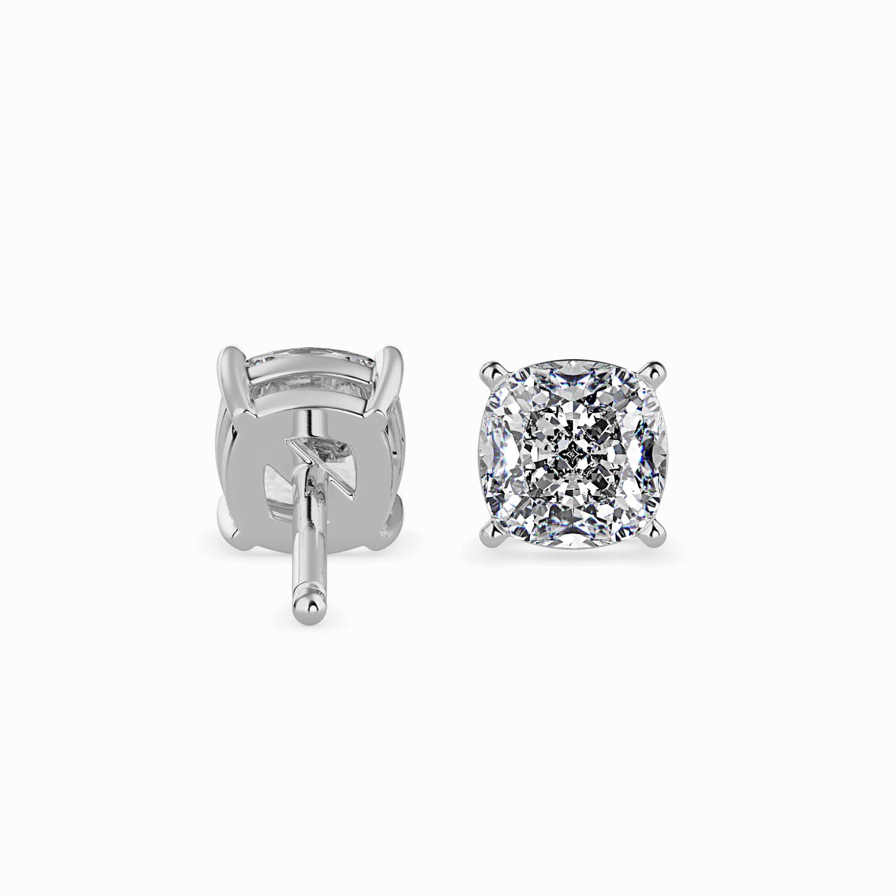 Cushion Cut Lab-Grown Diamond Gold Stud Earrings