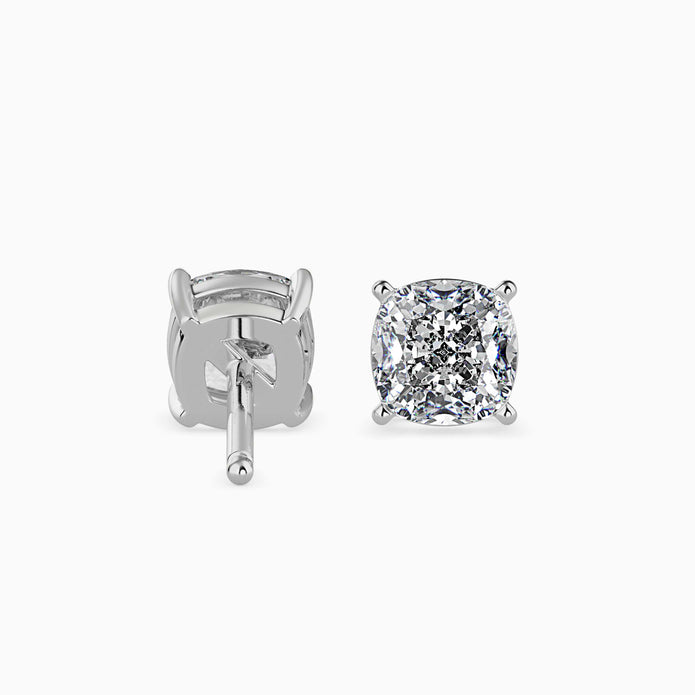Cushion Cut Lab-Grown Diamond Gold Stud Earrings