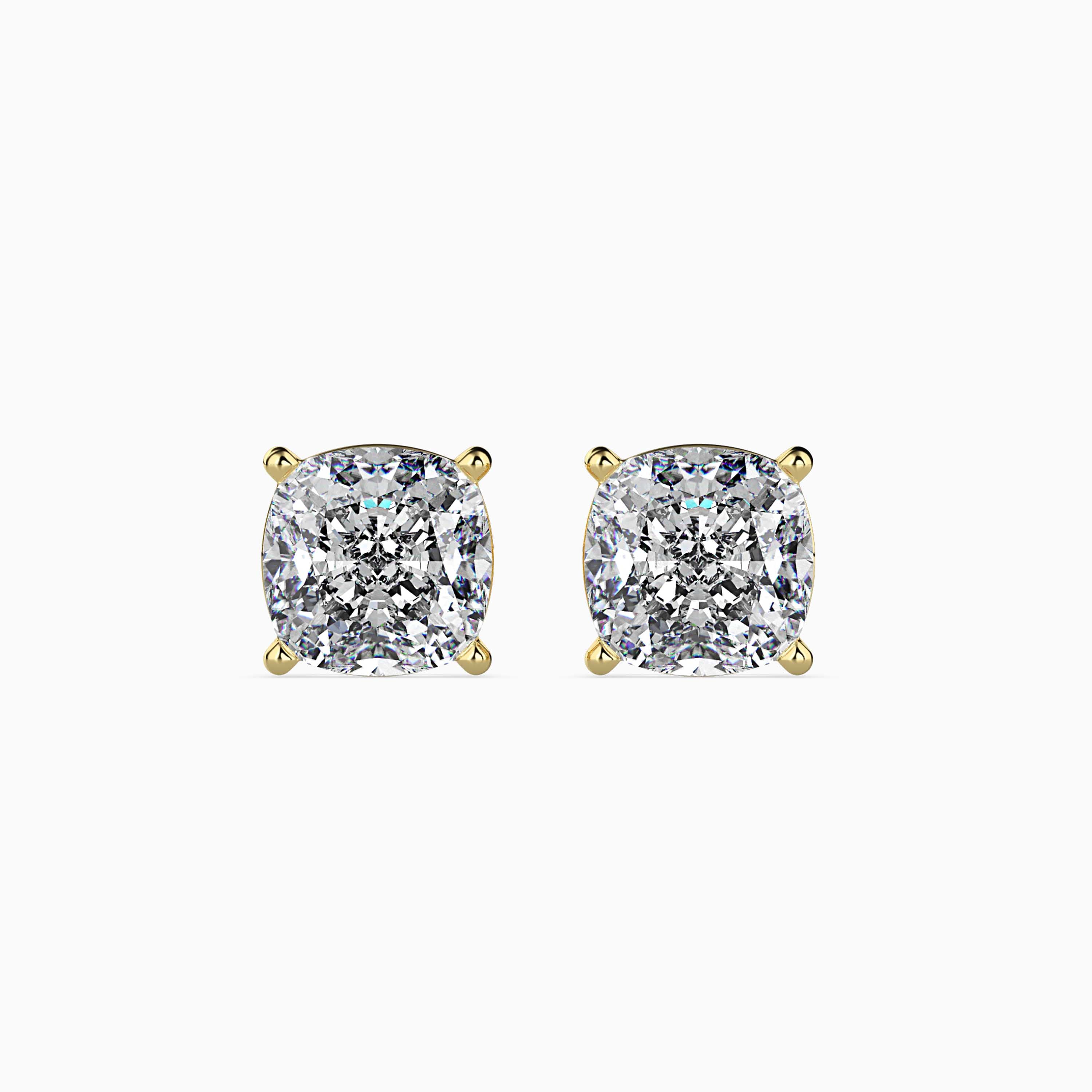 Cushion Cut Lab-Grown Diamond Gold Stud Earrings