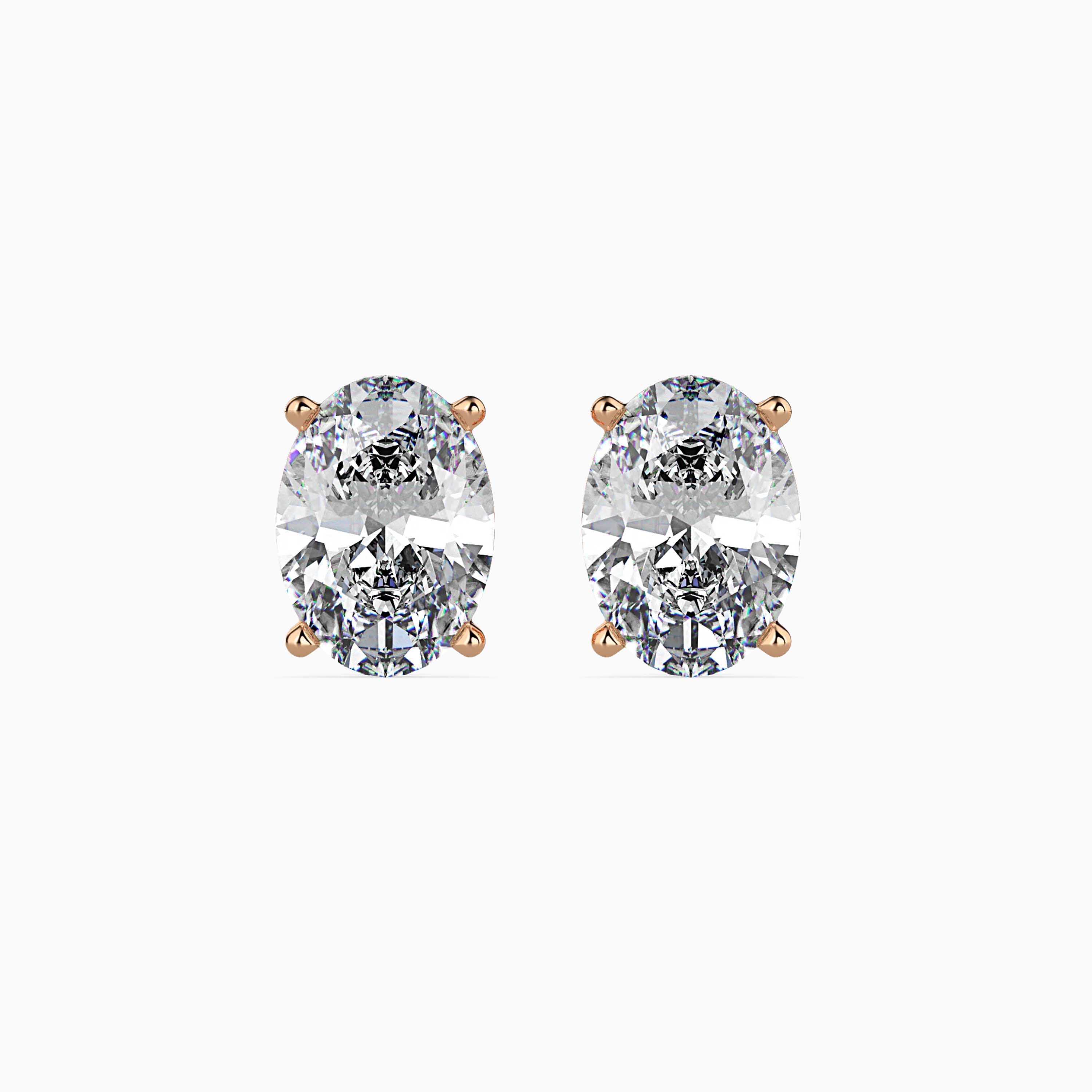 Oval Cut Lab-Grown Diamond Gold Stud Earrings