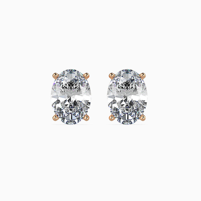 Oval Cut Lab-Grown Diamond Gold Stud Earrings
