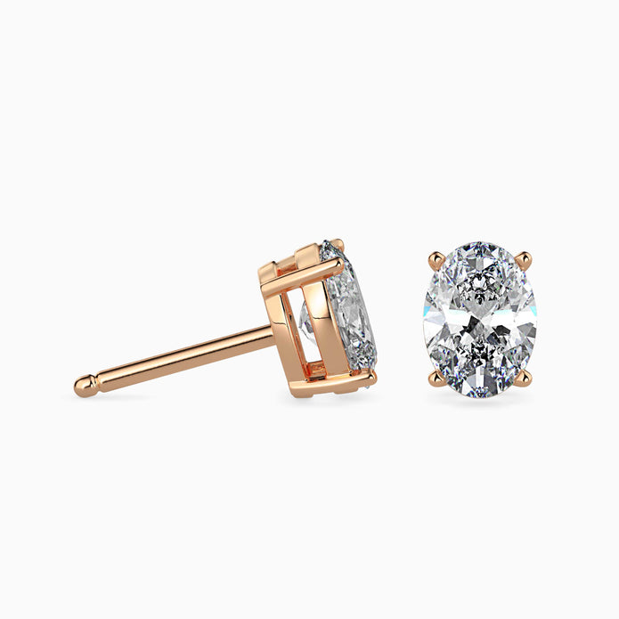 Oval Cut Lab-Grown Diamond Gold Stud Earrings
