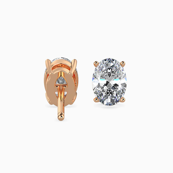 Oval Cut Lab-Grown Diamond Gold Stud Earrings