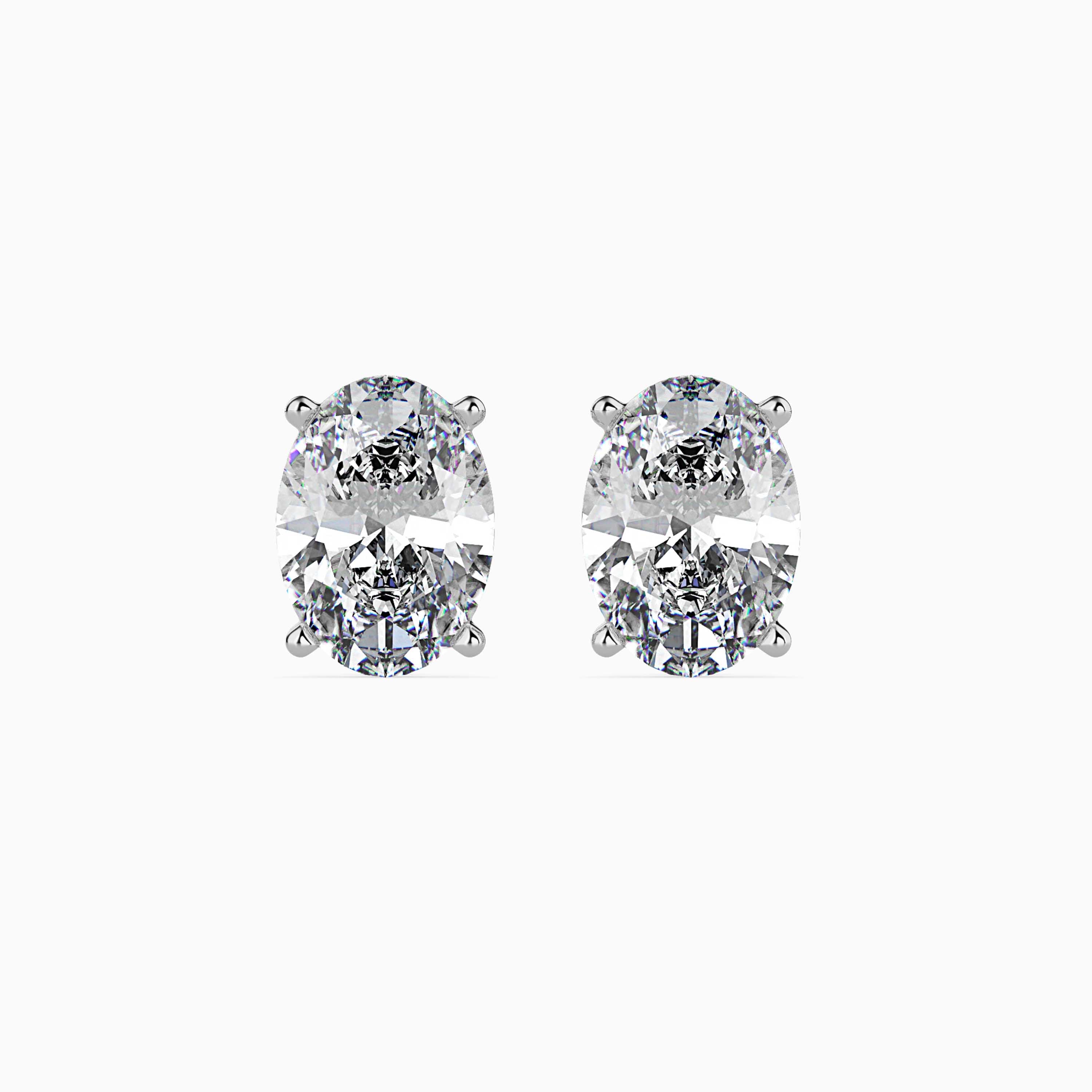Oval Cut Lab-Grown Diamond Gold Stud Earrings