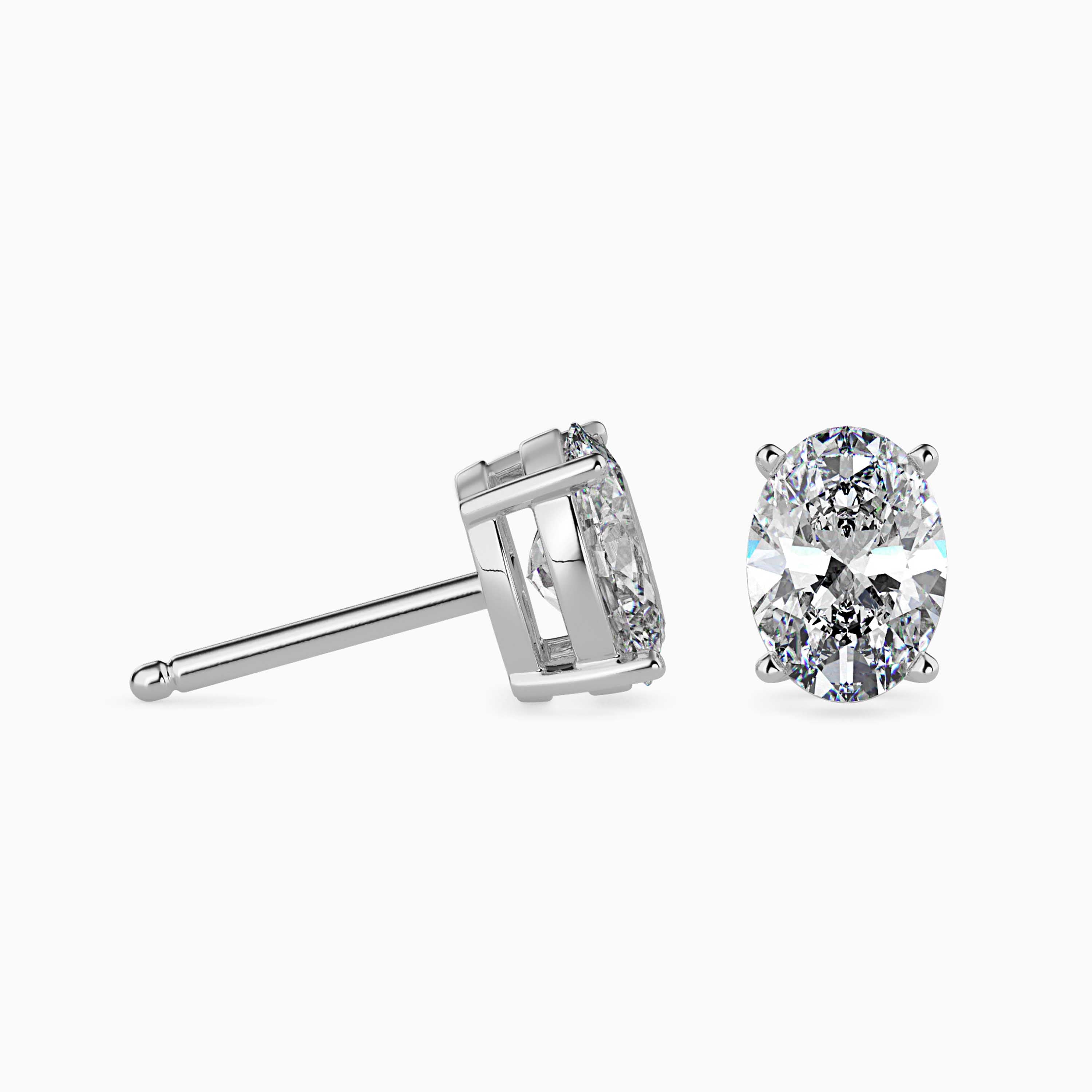 Oval Cut Lab-Grown Diamond Gold Stud Earrings