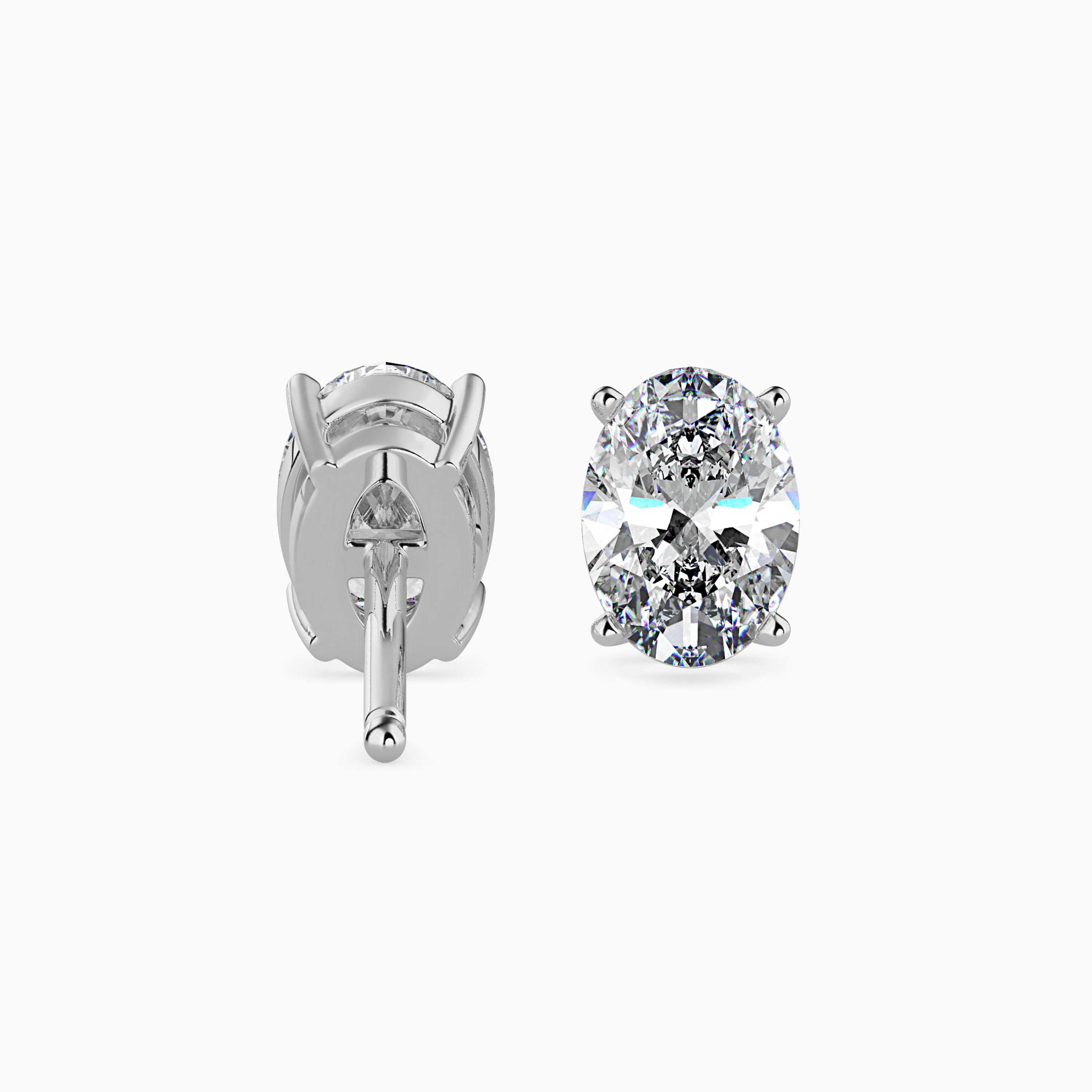 Oval Cut Lab-Grown Diamond Gold Stud Earrings