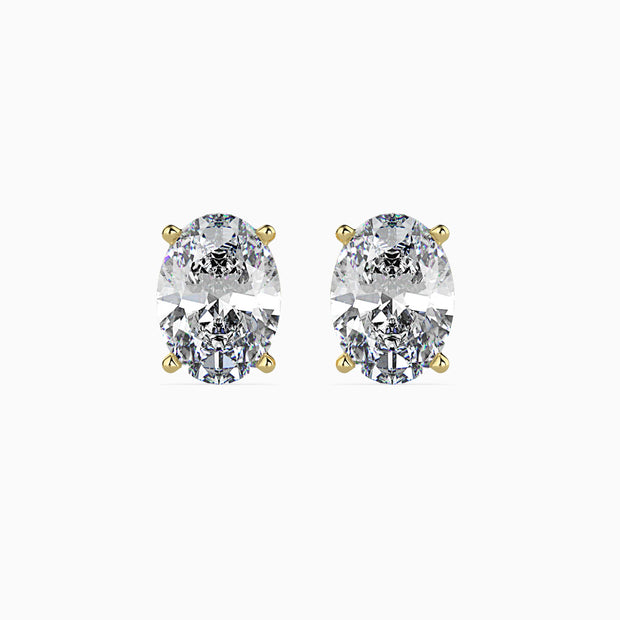 Oval Cut Lab-Grown Diamond Gold Stud Earrings