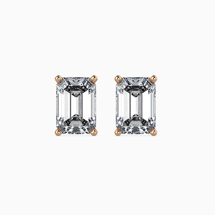 Emerald Cut Lab-Grown Diamond Gold Stud Earrings