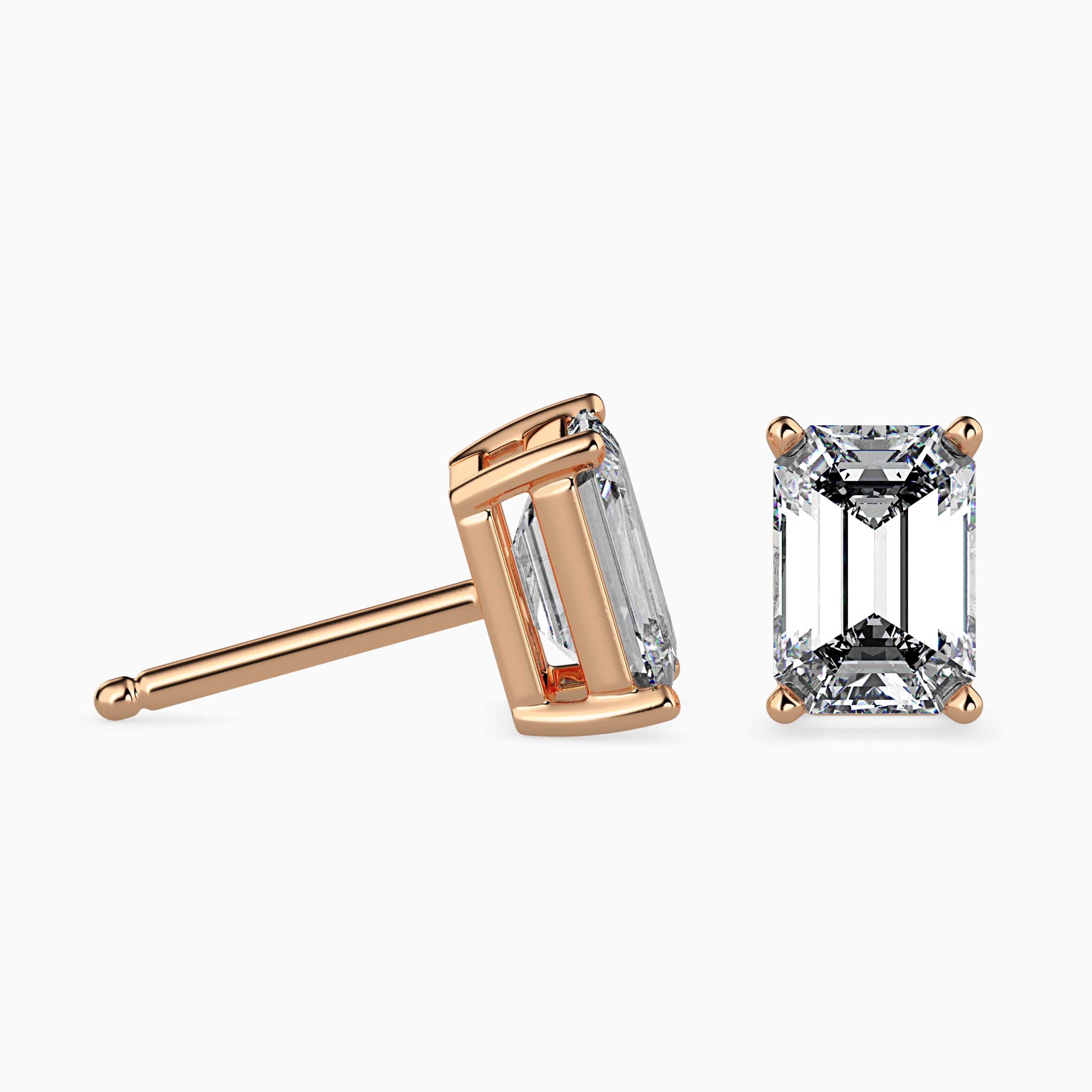 Emerald Cut Lab-Grown Diamond Gold Stud Earrings