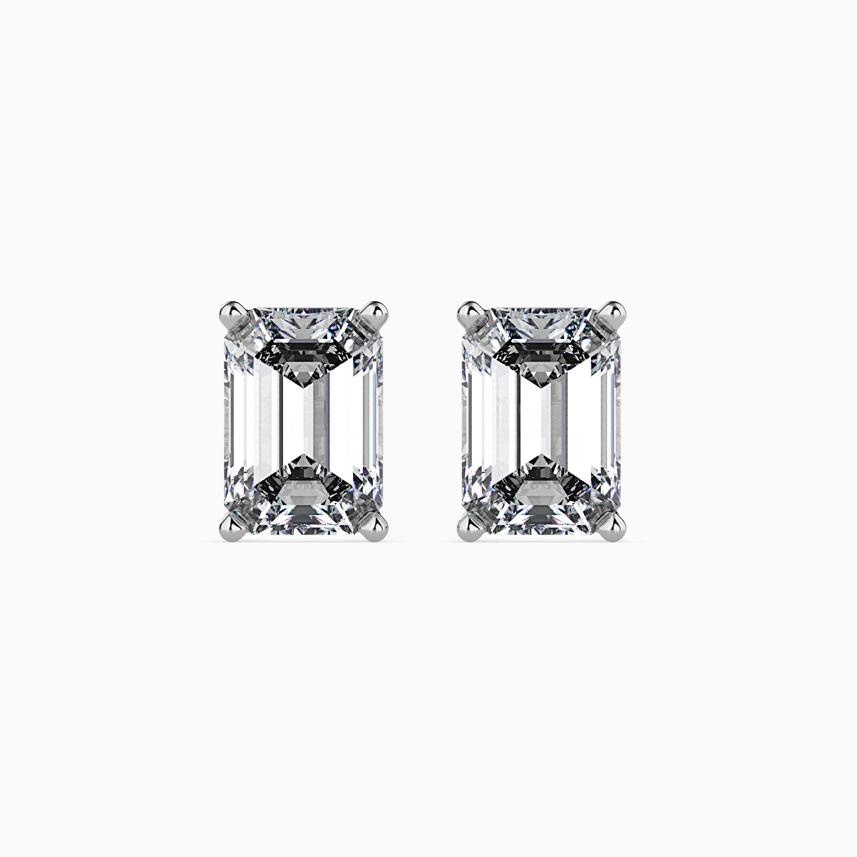 Emerald Cut Lab-Grown Diamond Gold Stud Earrings